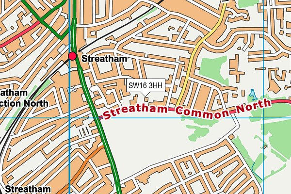 SW16 3HH map - OS VectorMap District (Ordnance Survey)