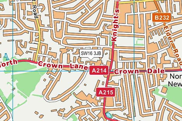 SW16 3JB map - OS VectorMap District (Ordnance Survey)