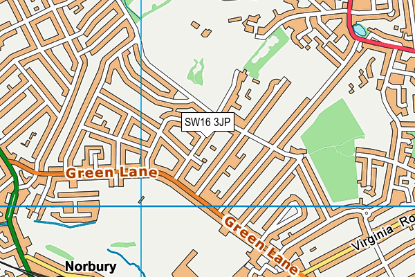 SW16 3JP map - OS VectorMap District (Ordnance Survey)