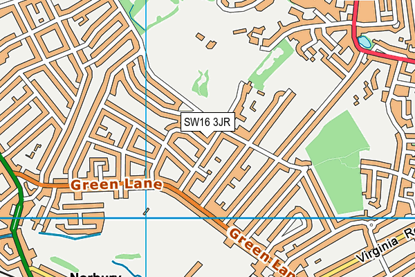 SW16 3JR map - OS VectorMap District (Ordnance Survey)