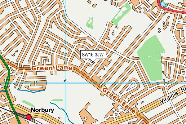 SW16 3JW map - OS VectorMap District (Ordnance Survey)