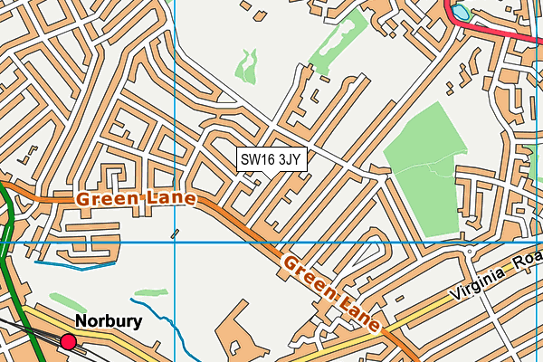 SW16 3JY map - OS VectorMap District (Ordnance Survey)