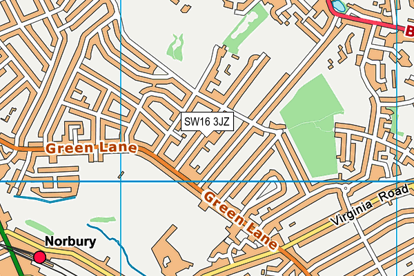 SW16 3JZ map - OS VectorMap District (Ordnance Survey)