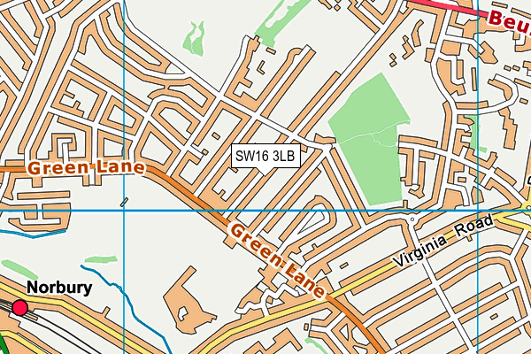 SW16 3LB map - OS VectorMap District (Ordnance Survey)