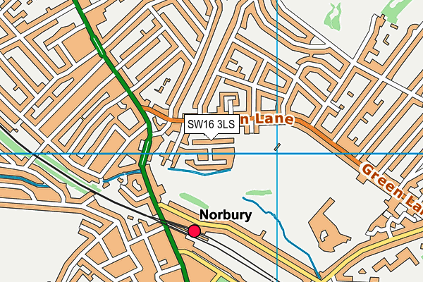 SW16 3LS map - OS VectorMap District (Ordnance Survey)