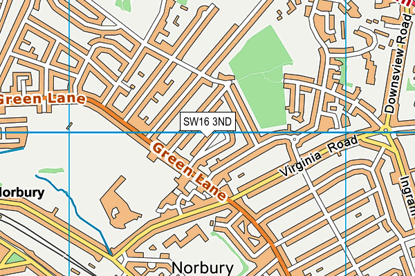 SW16 3ND map - OS VectorMap District (Ordnance Survey)