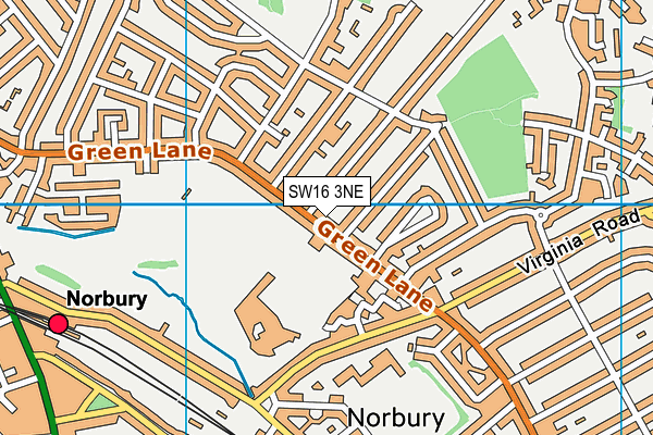 SW16 3NE map - OS VectorMap District (Ordnance Survey)