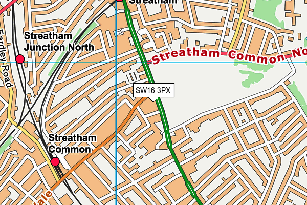 Streatham Common map (SW16 3PX) - OS VectorMap District (Ordnance Survey)
