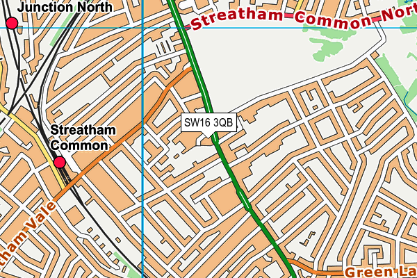 SW16 3QB map - OS VectorMap District (Ordnance Survey)