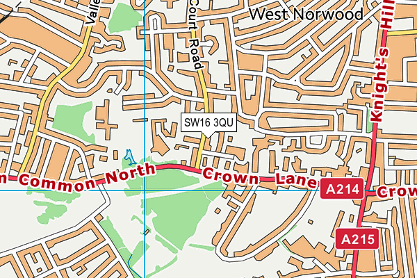 SW16 3QU map - OS VectorMap District (Ordnance Survey)