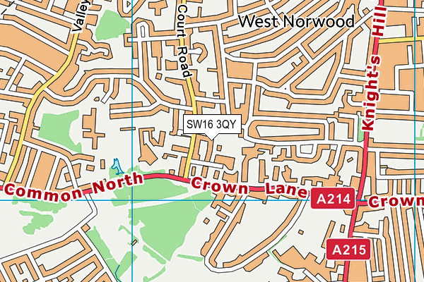 SW16 3QY map - OS VectorMap District (Ordnance Survey)