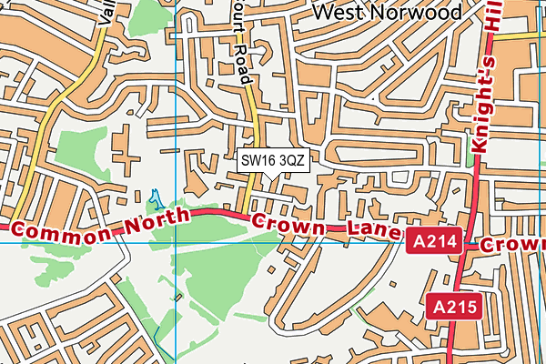 SW16 3QZ map - OS VectorMap District (Ordnance Survey)