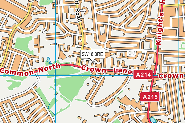 SW16 3RE map - OS VectorMap District (Ordnance Survey)