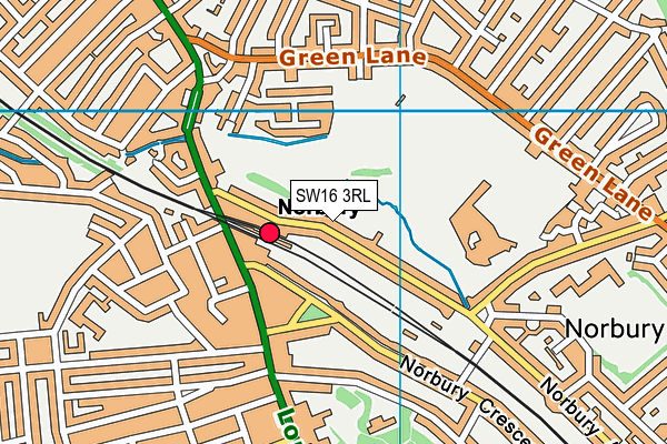 SW16 3RL map - OS VectorMap District (Ordnance Survey)