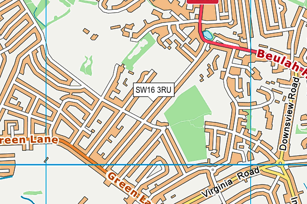 SW16 3RU map - OS VectorMap District (Ordnance Survey)