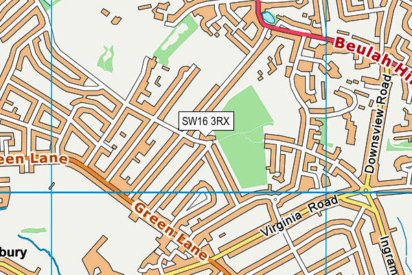 SW16 3RX map - OS VectorMap District (Ordnance Survey)