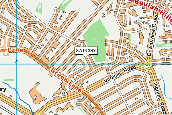 SW16 3RY map - OS VectorMap District (Ordnance Survey)