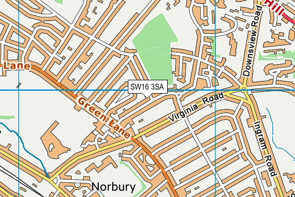 SW16 3SA map - OS VectorMap District (Ordnance Survey)