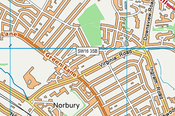 SW16 3SB map - OS VectorMap District (Ordnance Survey)