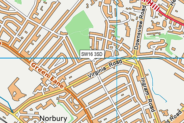 SW16 3SD map - OS VectorMap District (Ordnance Survey)