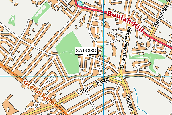 SW16 3SG map - OS VectorMap District (Ordnance Survey)