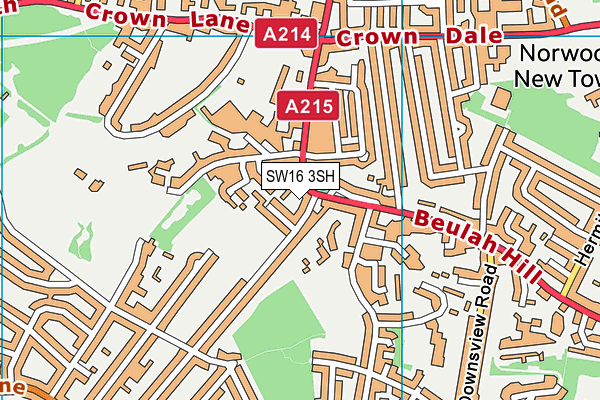SW16 3SH map - OS VectorMap District (Ordnance Survey)