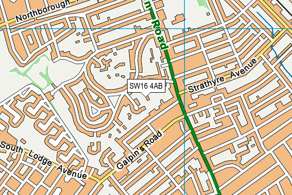 SW16 4AB map - OS VectorMap District (Ordnance Survey)