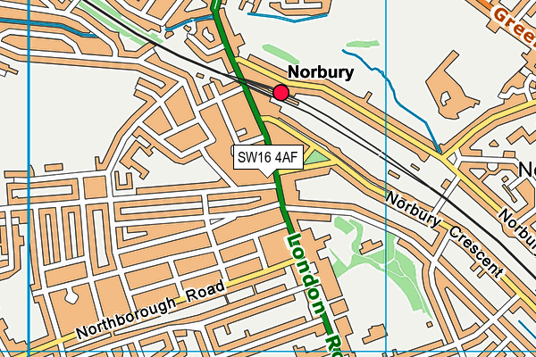 SW16 4AF map - OS VectorMap District (Ordnance Survey)