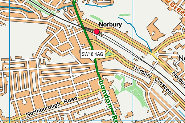 SW16 4AG map - OS VectorMap District (Ordnance Survey)