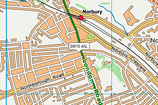 SW16 4AL map - OS VectorMap District (Ordnance Survey)