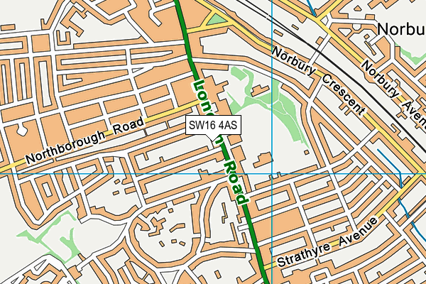 SW16 4AS map - OS VectorMap District (Ordnance Survey)