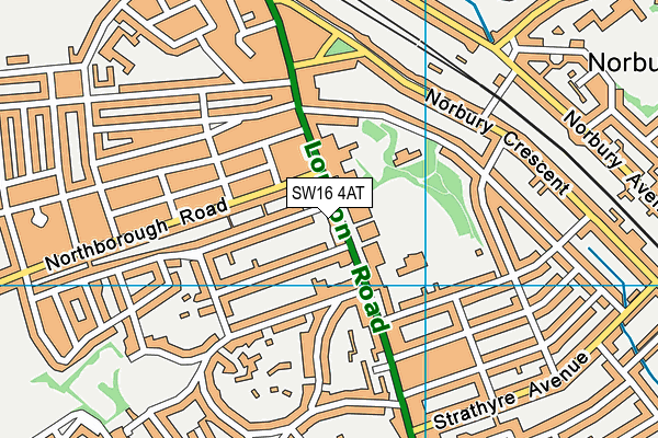 SW16 4AT map - OS VectorMap District (Ordnance Survey)