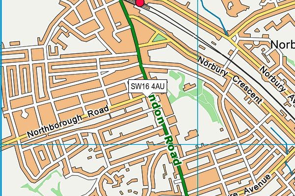 SW16 4AU map - OS VectorMap District (Ordnance Survey)