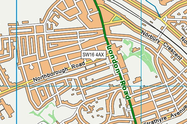 SW16 4AX map - OS VectorMap District (Ordnance Survey)