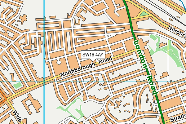 SW16 4AY map - OS VectorMap District (Ordnance Survey)