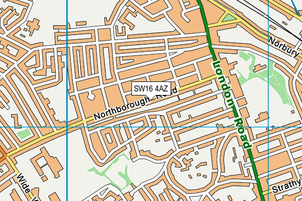 SW16 4AZ map - OS VectorMap District (Ordnance Survey)