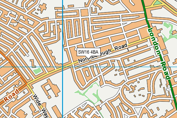 SW16 4BA map - OS VectorMap District (Ordnance Survey)