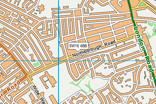 SW16 4BB map - OS VectorMap District (Ordnance Survey)