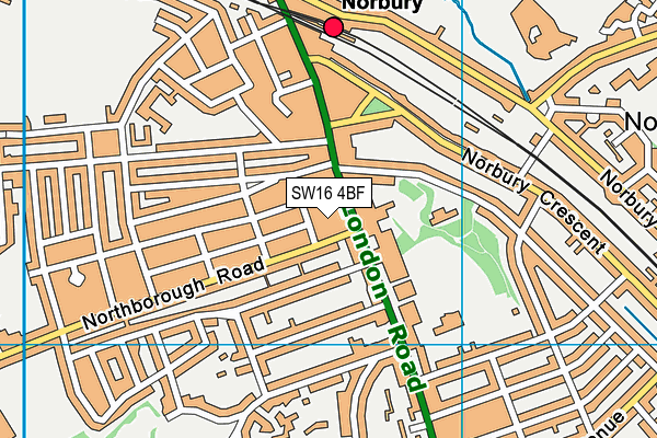 SW16 4BF map - OS VectorMap District (Ordnance Survey)