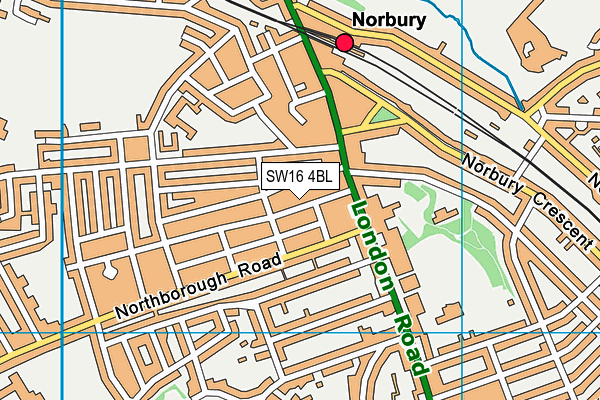 SW16 4BL map - OS VectorMap District (Ordnance Survey)