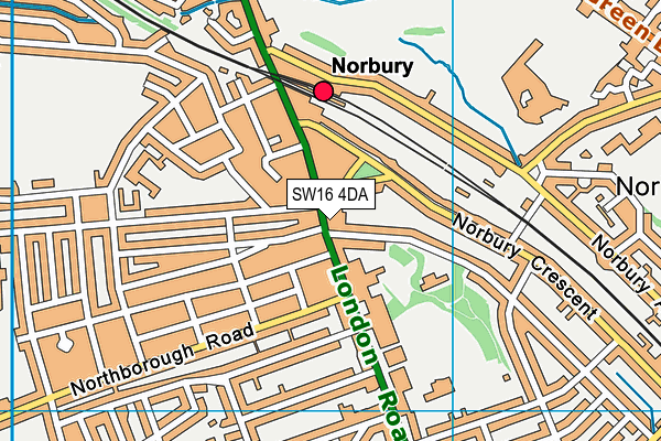 SW16 4DA map - OS VectorMap District (Ordnance Survey)