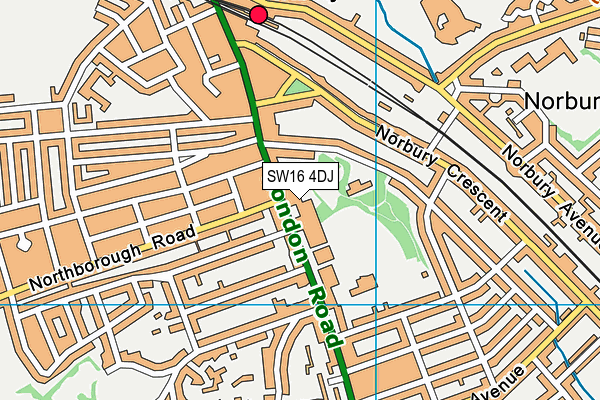 SW16 4DJ map - OS VectorMap District (Ordnance Survey)