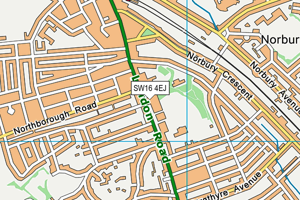 SW16 4EJ map - OS VectorMap District (Ordnance Survey)