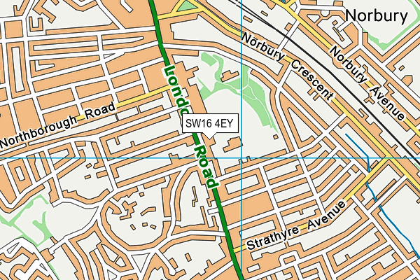 SW16 4EY map - OS VectorMap District (Ordnance Survey)