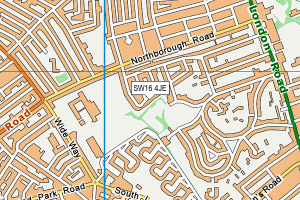 SW16 4JE map - OS VectorMap District (Ordnance Survey)