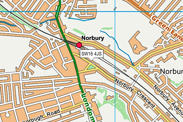 SW16 4JS map - OS VectorMap District (Ordnance Survey)