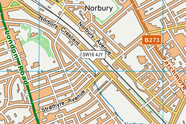 SW16 4JY map - OS VectorMap District (Ordnance Survey)