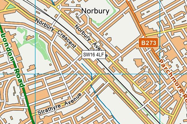 SW16 4LF map - OS VectorMap District (Ordnance Survey)