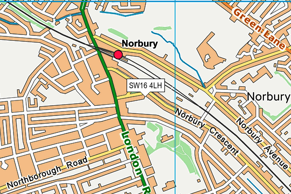 SW16 4LH map - OS VectorMap District (Ordnance Survey)