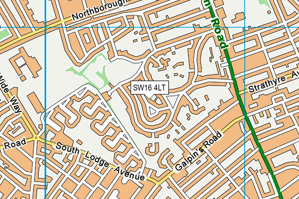 SW16 4LT map - OS VectorMap District (Ordnance Survey)